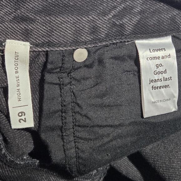 PACSUN Women's Jeans Size 29 Black High Rise Boot Cut Patchwork FRAYED Design - Picture 7 of 10